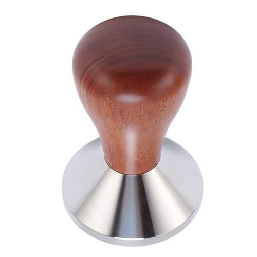 Aoveew Kaffeestampfer Ergonomischer Holzgriff Leicht zu Reinigen 304 Edelstahl Gewindeteller Kaffeepulverhammer (58MM Threaded Base) von Aoveew