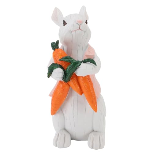 Bunny Figurine Vintage Resin Easter Bunny Statue Home Ornament Holiday Decoration (Holding A Colored Egg) (Holding A Carrot) von Aoveew