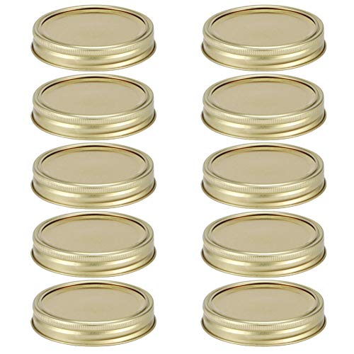 Glas-Einmachdeckel, runder Lebensmittelbehälter, Verschlussdeckel, Küchenzubehör für den täglichen Gebrauch (10 Stück Weißblech Standardmund 70mm golden) von Aoveew
