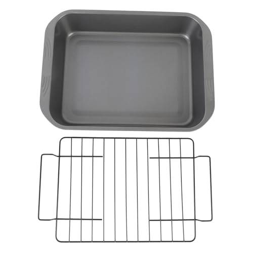 Nonstick Grillpfanne mit Gestell aus hitzebeständigem Karbonstahl rechteckige Bratpfanne zum Backen im Ofen Nonstick Grillpfanne mit Gestell aus hitzebeständigem Karbonstahl rechteckige Bratpfanne zum Backen im Ofen von Aoveew