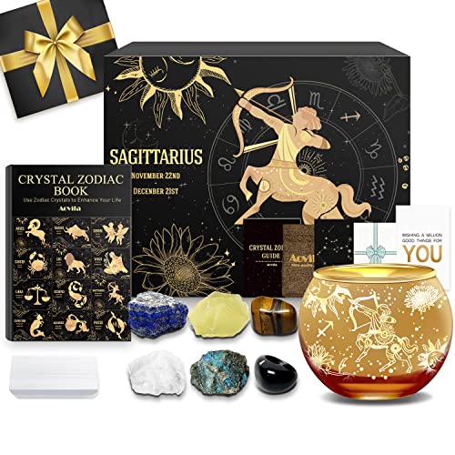 Aovila Schütze Geschenke für Frauen Schütze Teelichthalter Kerzenständer Kristalle Geburtssteine Geschenkbox Set Sternzeichen Astrologie Geschenke Geburtstagsgeschenke für Frauen Mama Beste Freunde von Aovila