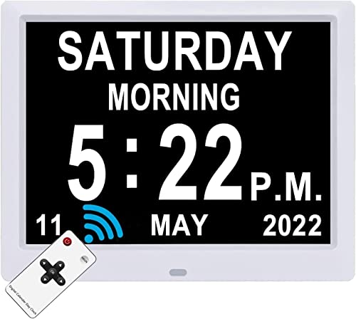 Aowasi Fernbedienung 9 Zoll Digitale Tagesuhr Nicht Abkürzungen Tag und Datum Demenz Sicht Beeinträchtigte Kalenderuhren Perfekt für Senioren von Aowasi
