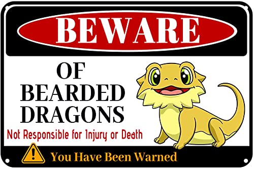 Beware Of Bearded Dragons Schild für Bartdrachen Tank Käfig Dekor – Geschenk für Drachenliebhaber Bartdrachen Tank Zubehör Dekor für Zuhause Schlafzimmer Badezimmer 30,5 x 20,3 cm von Aowotu