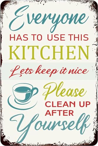 Metallschild Küche Blechschild Poster Plaques Everyone Has to Use This Kitchen Lets Keep It Nice Clean Up After Yourself Decor for Home Cafe Kitchen Decor Signs 8×12 Inches Metallschild Küche Blechschild Poster Plaques Everyone Has to Use This Kitchen Lets Keep It Nice Clean Up After Yourself Decor for Home Cafe Kitchen Decor Signs 8×12 Inches von Aowotu