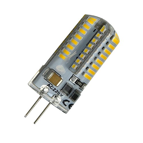 Aoxdi 1 Stück LED-Lampe für G4-Sockel 5W, Warmweiß, 64 SMD 3014 Ersatz für herkömmliche 45W LED Leuchtmittel, Nicht Dimmbar, AC220-240V Aoxdi 1 Stück LED-Lampe für G4-Sockel 5W, Warmweiß, 64 SMD 3014 Ersatz für herkömmliche 45W LED Leuchtmittel, Nicht Dimmbar, AC220-240V von Aoxdi