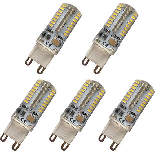 Aoxdi 5 Stück G9 LED Lampe Kaltweiß, LED Leuchtmittel 5W Entspricht 40W-50W Halogenlampe, G9 Glühbirne, Enegiesparende Kleine Birne, AC220-240V von Aoxdi