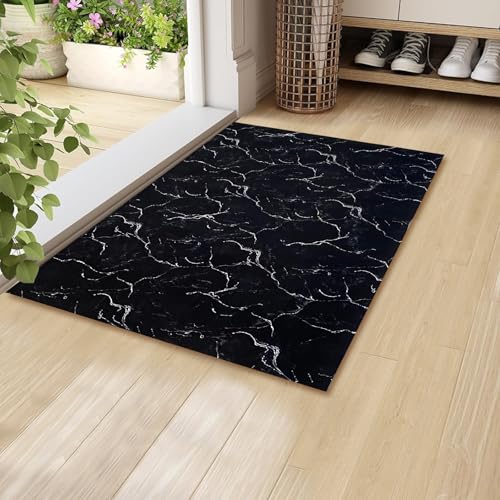 Aoxisicoo Innen-Fußmatte 60x90cm, waschbare Schmutzfangmatte, superdünne Eingangstürmatte,rutschfeste Schmutzfang langlebige Teppich, saugfähiger Küchenläufer,Schwar von Aoxisicoo