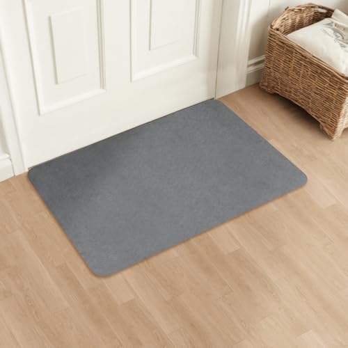 Aoxisicoo Schmutzfangmatte 60x90cm,Superdünn InnenFußmatte,Saugfähiges Rutschfester Teppich,strapazierfähige Türmatte,Für Eingangsbereich,Küche,Terrasse,Haustür,Hellgrau von Aoxisicoo