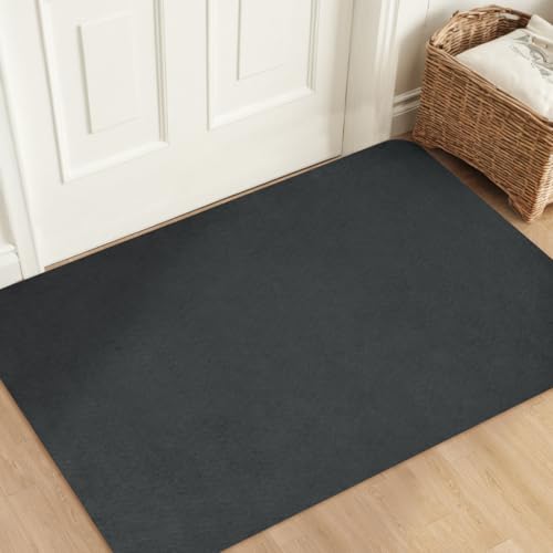 Aoxisicoo Schmutzfangmatte 80x120cm,Superdünn InnenFußmatte,Saugfähiges Rutschfester Teppich,strapazierfähige Türmatte,Für Eingangsbereich,Küche,Terrasse,Haustür,Dunkelgrau von Aoxisicoo
