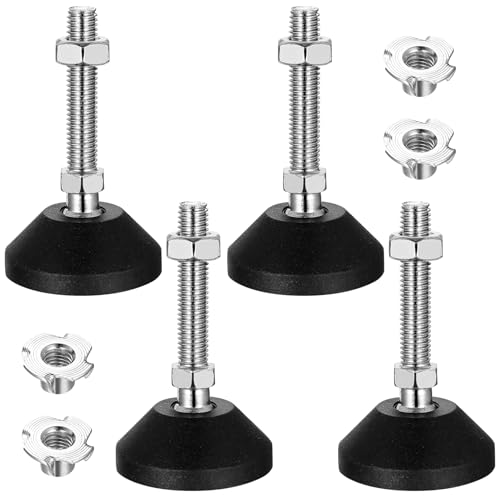 Aoyfuwell 4 STK Nivellierfüße, M10 x 50 mm Verstellbare Möbelfüße Tischfüße Stellfüße für Möbel Tisch Stuhlbeine Stellfuß Tischbeine schraubfüße, Mit Einschlagmuttern Regulierschraube von Aoyfuwell