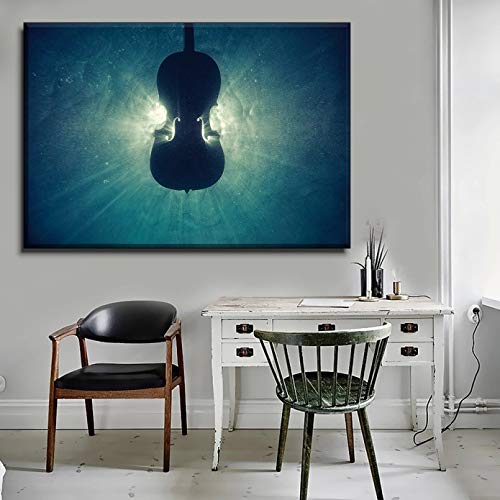 DIARQT Dekorative Gemälde 1 Stück abstrakte künstlerische Musikinstrumente Leinwand Malerei Cello Malerei Leinwand Wandkunst Home Decor Moderne Druckart Bilder Wandkunstmalerei-16x24inch von DIARQT