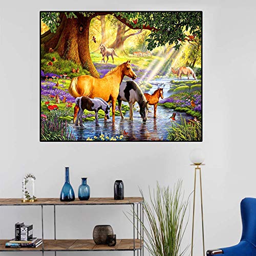 DIARQT Dekorative Gemälde Wandkunst Anime Leinwand Malerei verträumte Wald Landschaft Poster und Drucke Wandbild für Schlafzimmer Kinderzimmer Baby Zimmer Dekoration Wandkunstmalerei-24x32inch von DIARQT