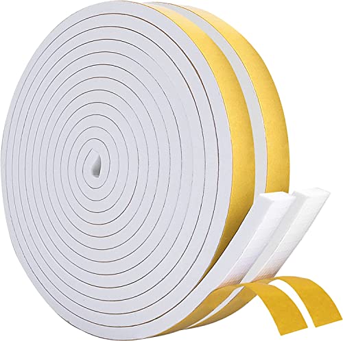 6m Dichtungsband Selbstklebend 10mm(B) x6mm(D) für Türen Fenster Schaumstoffband Türdichtung Fenster, Gummidichtung für Kollision Siegel Lärm Schalldämmung Weiß(2 Rollen je 3m lang) von Aoyinfe