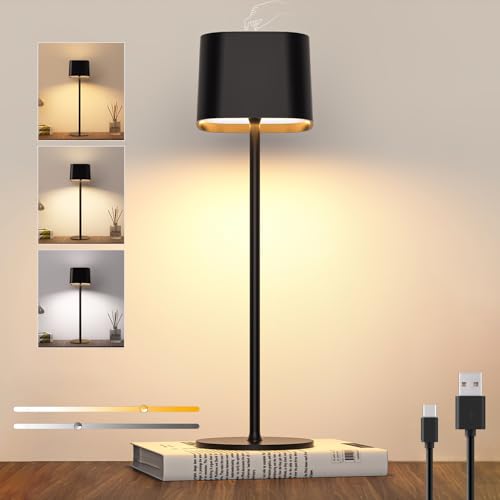 LED Dimmbare Akku Tischleuchte Kabellose Tischlampe Wiederaufladbar Touch Nachttischlampe 5600mAh USB Aufladbare Batterien Tragbare Tischlampe Wasserdicht für Outdoor Indoor Restaurant Terrasse Garten von Aozhate