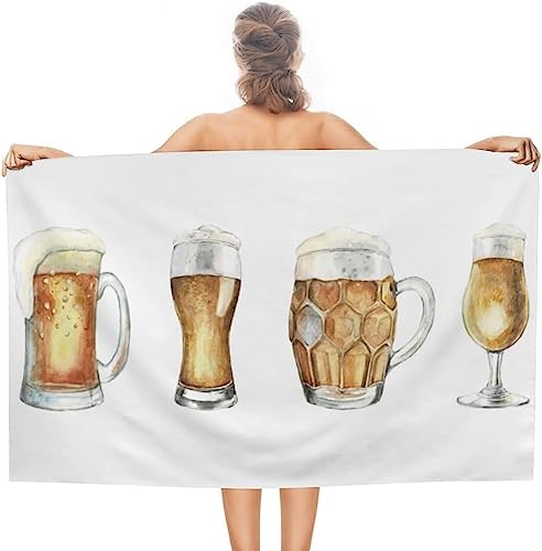 Aozhiswe Mikrofaser Strandtuch Bier Handtuch Groß 100x200 Strandhandtuch Biermuster Badetuch Schnell Trocknendes Sandfreies Weiches Strandlaken, Strandtücher, Badehandtuch von Aozhiswe