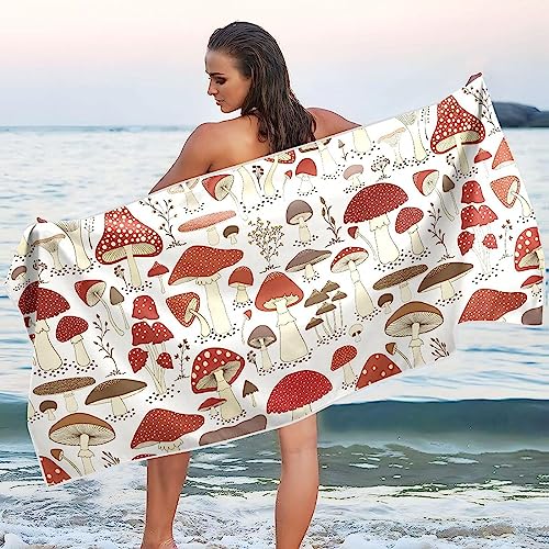 Aozhiswe Mikrofaser Strandtuch Pilz Handtuch Groß 70x150 Strandhandtuch Roter Pilz Badetuch Schnell Trocknendes Sandfreies Weiches Strandlaken, Strandtücher, Badehandtuch von Aozhiswe