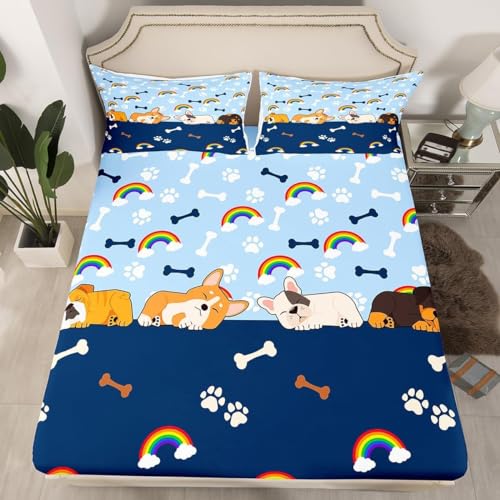 Spannbettlaken 100x200 Süßer Welpe 3D Spannbetttuch Cartoon-Kinder Bettlaken Set Weiches Mikrofaser Spannbetttücher Tiefe Tasche 30 cm Mit 2 Kissenbezügen 80x80 cm 8060r Spannbettlaken 100x200 Süßer Welpe 3D Spannbetttuch Cartoon-Kinder Bettlaken Set Weiches Mikrofaser Spannbetttücher Tiefe Tasche 30 cm Mit 2 Kissenbezügen 80x80 cm 8060r von Aozhiswe