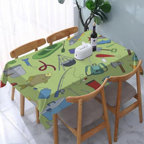Tischdecke Abwaschbar Angeln Outdoor Rechteckig 140x240 cm 3D Tischdecken Cartoon Im Freien, Tischtuch Ornamente Polyester Gartentischdecke 240x140 Tischwäsche Wetterfest a-7626 von Aozhiswe