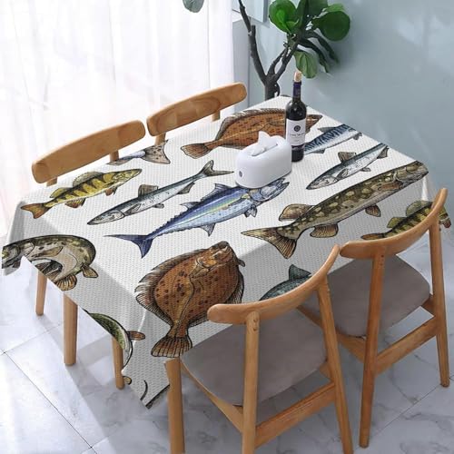 Tischdecke Abwaschbar Barsch Outdoor Quadratisch 100x100 cm 3D Tischdecken Meeresleben, Tischtuch Ornamente Polyester Gartentischdecke 100 x 100 Tischwäsche Wetterfest a-7612 von Aozhiswe