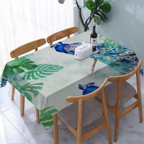 Tischdecke Abwaschbar Blauer Pfau Outdoor Rechteckig 140x280 cm 3D Tischdecken Tropische Pflanzen, Tischtuch Ornamente Polyester Gartentischdecke 280x140 Tischwäsche Wetterfest a-7837 Tischdecke Abwaschbar Blauer Pfau Outdoor Rechteckig 140x280 cm 3D Tischdecken Tropische Pflanzen, Tischtuch Ornamente Polyester Gartentischdecke 280x140 Tischwäsche Wetterfest a-7837 von Aozhiswe