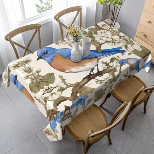 Tischdecke Abwaschbar Blumenbaum Outdoor Rechteckig 100x140 cm 3D Tischdecken Vogel, Tischtuch Ornamente Polyester Gartentischdecke 140x100 Tischwäsche Wetterfest a-6783 von Aozhiswe
