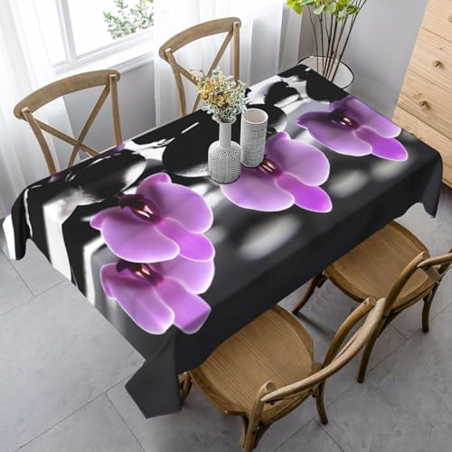 Tischdecke Abwaschbar Chinesisches Spa Outdoor Rechteckig 140x240 cm 3D Tischdecken Orchideenstein, Tischtuch Ornamente Polyester Gartentischdecke 240x140 Tischwäsche Wetterfest a-6716 von Aozhiswe