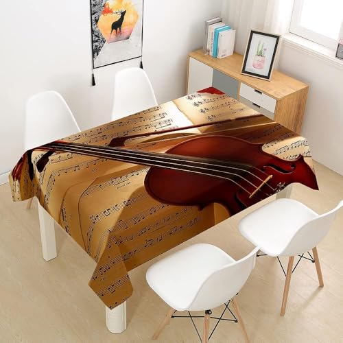 Tischdecke Abwaschbar Geigenmusik Outdoor Rechteckig 140x240 cm 3D Tischdecken Retro-Notenblätter, Tischtuch Ornamente Polyester Gartentischdecke 240x140 Tischwäsche Wetterfest a-7876 von Aozhiswe