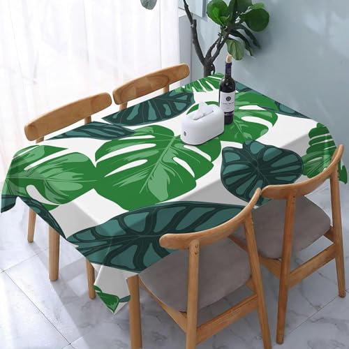 Tischdecke Abwaschbar Grüne Monstera Outdoor Quadratisch 140x140 cm 3D Tischdecken Tropische Pflanzen, Tischtuch Ornamente Polyester Gartentischdecke 140 x 140 Tischwäsche Wetterfest a-7554 von Aozhiswe