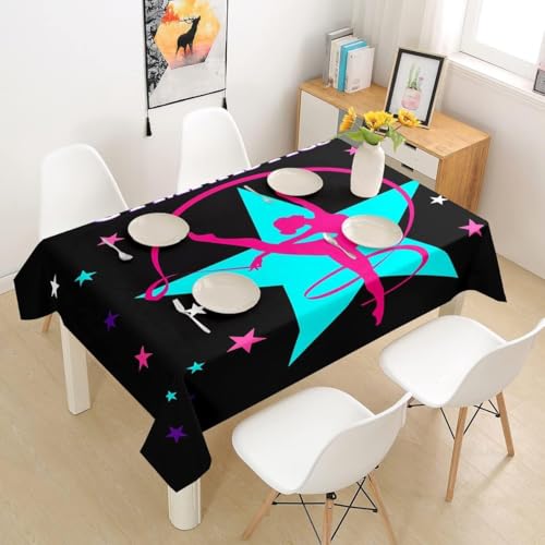 Tischdecke Abwaschbar Gymnastik und Tanz Outdoor Rechteckig 140x300 cm 3D Tischdecken Fitness, Tischtuch Ornamente Polyester Gartentischdecke 300x140 Tischwäsche Wetterfest a-7578 von Aozhiswe