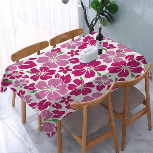 Tischdecke Abwaschbar Hibiskusblüten Outdoor Quadratisch 100x100 cm 3D Tischdecken Lila Blumen, Tischtuch Ornamente Polyester Gartentischdecke 100 x 100 Tischwäsche Wetterfest a-7542 von Aozhiswe