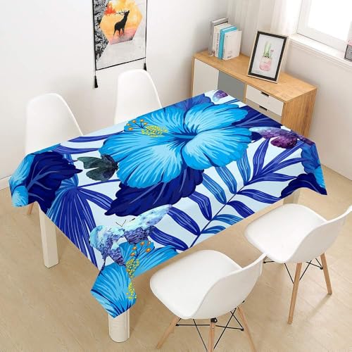 Tischdecke Abwaschbar Hibiskusblüten Palmblätter Outdoor Rechteckig 140x200 cm 3D Tischdecken Blaue Pflanzen, Tischtuch Ornamente Polyester Gartentischdecke 200x140 Tischwäsche Wetterfest a-7345 Tischdecke Abwaschbar Hibiskusblüten Palmblätter Outdoor Rechteckig 140x200 cm 3D Tischdecken Blaue Pflanzen, Tischtuch Ornamente Polyester Gartentischdecke 200x140 Tischwäsche Wetterfest a-7345 von Aozhiswe