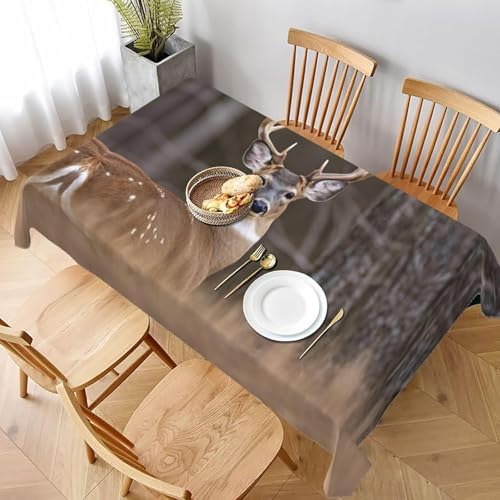 Tischdecke Abwaschbar Hirsch Outdoor Quadratisch 100x100 cm 3D Tischdecken Wildtiere, Tischtuch Ornamente Polyester Gartentischdecke 100 x 100 Tischwäsche Wetterfest a-6872 von Aozhiswe