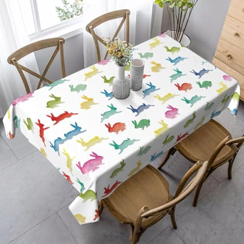Tischdecke Abwaschbar Kaninchen Outdoor Quadratisch 100x100 cm 3D Tischdecken Aquarell, Tischtuch Ornamente Polyester Gartentischdecke 100 x 100 Tischwäsche Wetterfest a-6812 von Aozhiswe