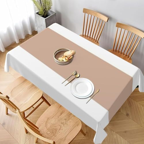 Tischdecke Abwaschbar Khaki-Weiß Outdoor Rechteckig 140x200 cm 3D Tischdecken Breite Streifen, Tischtuch Ornamente Polyester Gartentischdecke 200x140 Tischwäsche Wetterfest a-5055 Tischdecke Abwaschbar Khaki-Weiß Outdoor Rechteckig 140x200 cm 3D Tischdecken Breite Streifen, Tischtuch Ornamente Polyester Gartentischdecke 200x140 Tischwäsche Wetterfest a-5055 von Aozhiswe