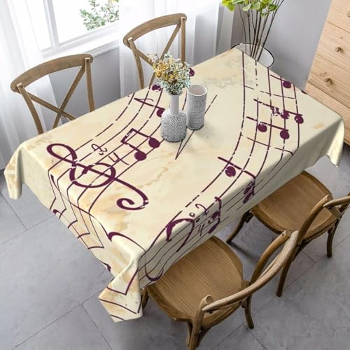 Tischdecke Abwaschbar Musiknoten Outdoor Rechteckig 140x280 cm 3D Tischdecken Vintage, Tischtuch Ornamente Polyester Gartentischdecke 280x140 Tischwäsche Wetterfest a-7747 von Aozhiswe