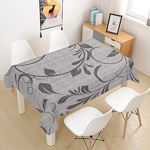 Tischdecke Abwaschbar Pflanzenblätter Outdoor Rechteckig 100x140 cm 3D Tischdecken Grau, Tischtuch Ornamente Polyester Gartentischdecke 140x100 Tischwäsche Wetterfest a-7483 von Aozhiswe