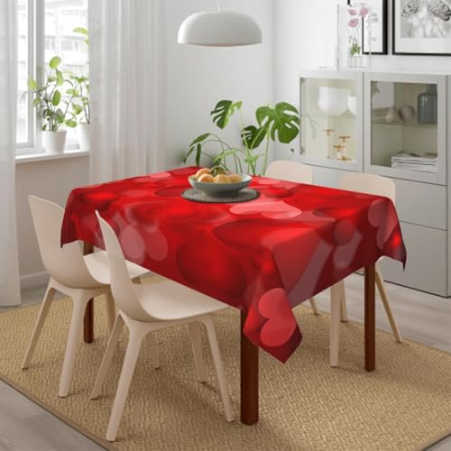 Tischdecke Abwaschbar Romantisches Rot Outdoor Quadratisch 100x100 cm 3D Tischdecken Paar Ehe Liebe, Tischtuch Ornamente Polyester Gartentischdecke 100 x 100 Tischwäsche Wetterfest a-2952 von Aozhiswe