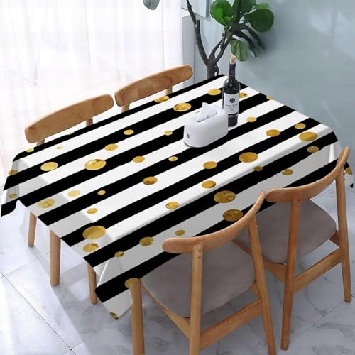 Tischdecke Abwaschbar Schwarz-Weiße Streifen Outdoor Quadratisch 100x100 cm 3D Tischdecken Goldene Punkte, Tischtuch Ornamente Polyester Gartentischdecke 100 x 100 Tischwäsche Wetterfest a-6922 Tischdecke Abwaschbar Schwarz-Weiße Streifen Outdoor Quadratisch 100x100 cm 3D Tischdecken Goldene Punkte, Tischtuch Ornamente Polyester Gartentischdecke 100 x 100 Tischwäsche Wetterfest a-6922 von Aozhiswe