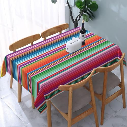Tischdecke Abwaschbar Streifen und Bunte Muster Outdoor Rechteckig 140x200 cm 3D Tischdecken Mexikanisch, Tischtuch Ornamente Polyester Gartentischdecke 200x140 Tischwäsche Wetterfest a-495 von Aozhiswe