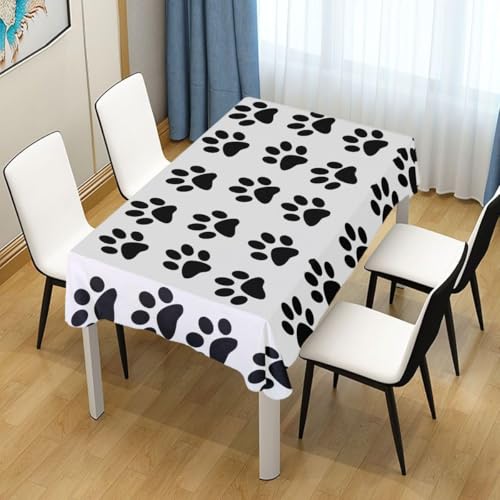 Tischdecke Abwaschbar Süßer Hundepfotenabdruck Outdoor Rechteckig 140x350 cm 3D Tischdecken Schwarz-Weiß, Tischtuch Ornamente Polyester Gartentischdecke 350x140 Tischwäsche Wetterfest a-5149 Tischdecke Abwaschbar Süßer Hundepfotenabdruck Outdoor Rechteckig 140x350 cm 3D Tischdecken Schwarz-Weiß, Tischtuch Ornamente Polyester Gartentischdecke 350x140 Tischwäsche Wetterfest a-5149 von Aozhiswe