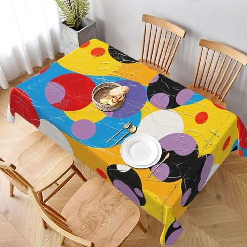 Tischdecke Abwaschbar Tupfen Outdoor Rechteckig 140x200 cm 3D Tischdecken Bunte Muster, Tischtuch Ornamente Polyester Gartentischdecke 200x140 Tischwäsche Wetterfest a-6695 von Aozhiswe
