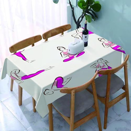 Tischdecke Abwaschbar Yoga Outdoor Rechteckig 140x240 cm 3D Tischdecken Feminine Mädchen, Tischtuch Ornamente Polyester Gartentischdecke 240x140 Tischwäsche Wetterfest a-7806 von Aozhiswe