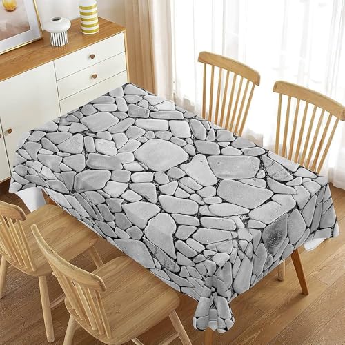 Tischdecke Abwaschbar Ziegelsteine Outdoor Rechteckig 140x280 cm 3D Tischdecken Grau Retro, Tischtuch Ornamente Polyester Gartentischdecke 280x140 Tischwäsche Wetterfest a-6757 von Aozhiswe