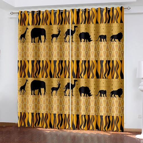 Vorhang Blickdicht Afrika Vorhänge Retro-Afrikanische Tiere Gardinen Wohnzimmer Schlafzimmer Verdunklungsvorhänge Thermovorhang 3D Druck Schallschutz Vorhang mit Ösen 2er Set B 75 x H 166 cm a2743 Vorhang Blickdicht Afrika Vorhänge Retro-Afrikanische Tiere Gardinen Wohnzimmer Schlafzimmer Verdunklungsvorhänge Thermovorhang 3D Druck Schallschutz Vorhang mit Ösen 2er Set B 75 x H 166 cm a2743 von Aozhiswe