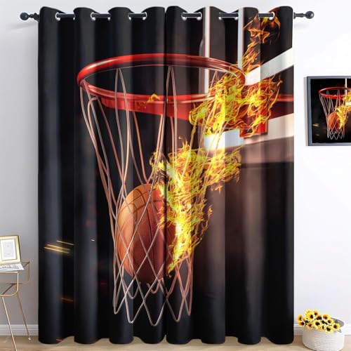 Vorhang Blickdicht Basketball Vorhänge Basketball Gardinen Wohnzimmer Schlafzimmer Verdunklungsvorhänge Thermovorhang 3D Druck Schallschutz Vorhang mit Ösen 2er Set B 100 x H 160 cm a.113 Vorhang Blickdicht Basketball Vorhänge Basketball Gardinen Wohnzimmer Schlafzimmer Verdunklungsvorhänge Thermovorhang 3D Druck Schallschutz Vorhang mit Ösen 2er Set B 100 x H 160 cm a.113 von Aozhiswe
