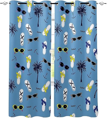 Vorhang Blickdicht Erwachsene Und Kinder Vorhänge Blaues Meer-Thema Gardinen Wohnzimmer Schlafzimmer Verdunklungsvorhänge Thermovorhang 3D Druck Vorhang mit Ösen 2er Set B 140 x H 245 cm a.7839 von Aozhiswe