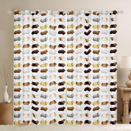 Vorhang Blickdicht Kind Vorhänge Meerschweinchen Tier Gardinen Wohnzimmer Schlafzimmer Verdunklungsvorhänge Thermovorhang 3D Druck Schallschutz Vorhang mit Ösen 2er Set B 140 x H 245 cm a.7979 von Aozhiswe