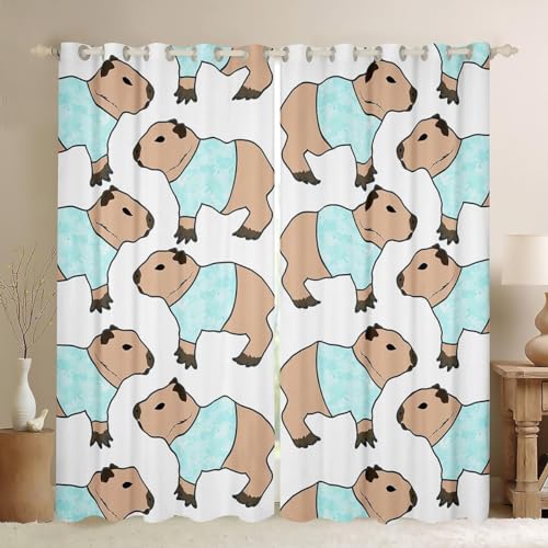 Vorhang Blickdicht Kinder Junge Mädchen Vorhänge Wasserschwein Gardinen Wohnzimmer Schlafzimmer Verdunklungsvorhänge Thermovorhang 3D Druck Vorhang mit Ösen 2er Set B 140 x H 245 cm a.7769 von Aozhiswe