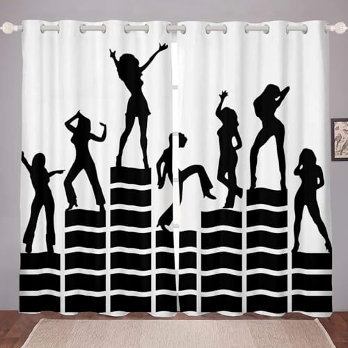 Vorhang Blickdicht Musikthema Vorhänge Schwarz Und Weiß Gardinen Wohnzimmer Schlafzimmer Verdunklungsvorhänge Thermovorhang 3D Druck Schallschutz Vorhang mit Ösen 2er Set B 140 x H 175 cm a.7857 von Aozhiswe