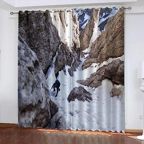 Vorhang Blickdicht Schneeberg Vorhänge Winter Gardinen Wohnzimmer Schlafzimmer Verdunklungsvorhänge Thermovorhang 3D Druck Schallschutz Vorhang mit Ösen 2er Set B 140 x H 245 cm a5140 von Aozhiswe
